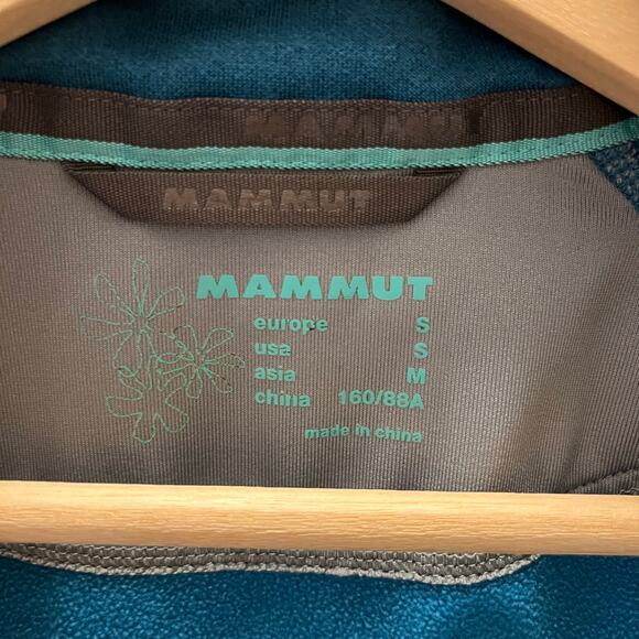 Mammut Women’s Performance Fleece Jacket Small Teal Full Zip Hiking Midlayer - Picture 7 of 8